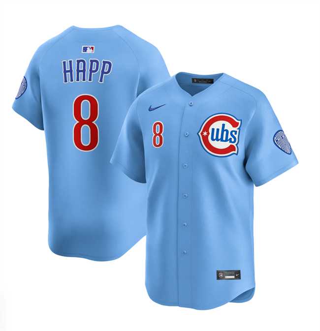 Mens Chicago Cubs #8 Ian Happ Blue 2024-25 2nd Alternate Limited Stitched Jersey Dzhi